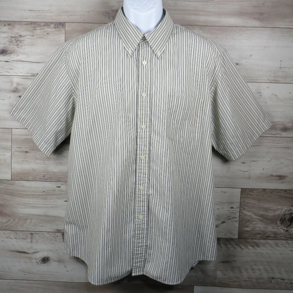 Dockers*‎ Men's Short Sleeve Button Down Curved Hem Chest Pocket Shirt~ Size XL